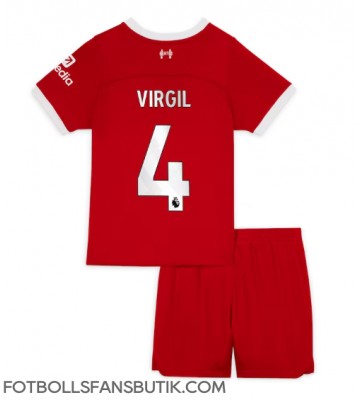 Liverpool Virgil van Dijk #4 Replika Hemmatröja Barn 2023-24 Kortärmad (+ Korta byxor)